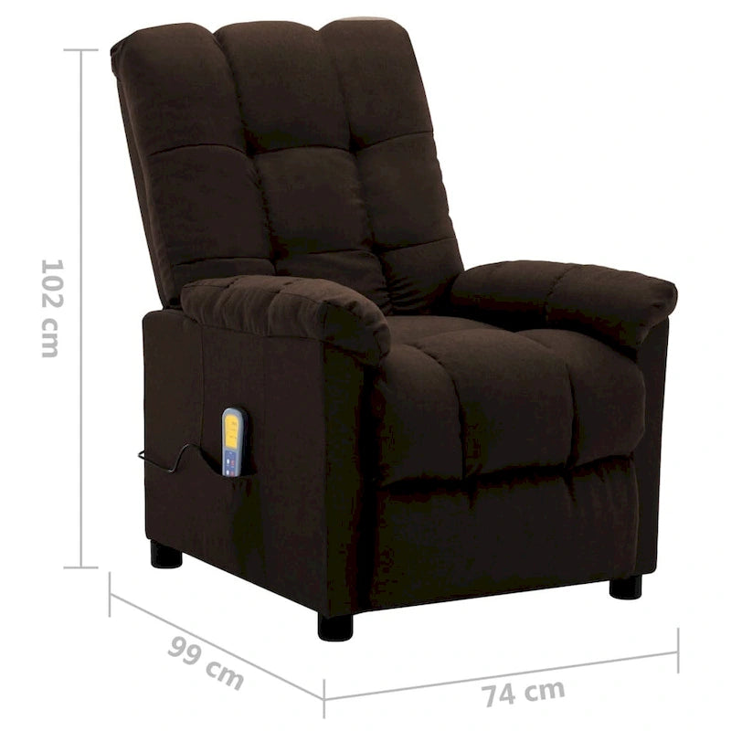 Fauteuil de massage relaxant en tissu marron foncé