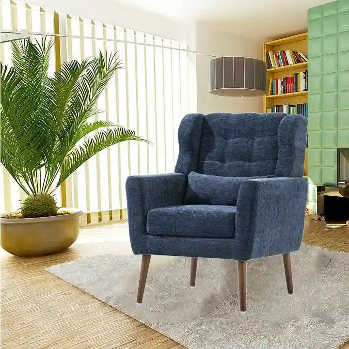 Fauteuil d'appoint moderne, Fauteuil en chenille pour salon, Fauteuil rembourré confortable