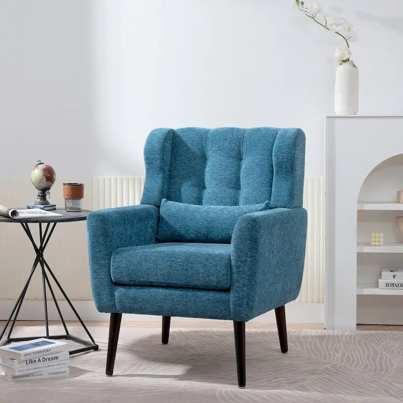 Fauteuil d'appoint moderne, Fauteuil en chenille pour salon, Fauteuil rembourré confortable
