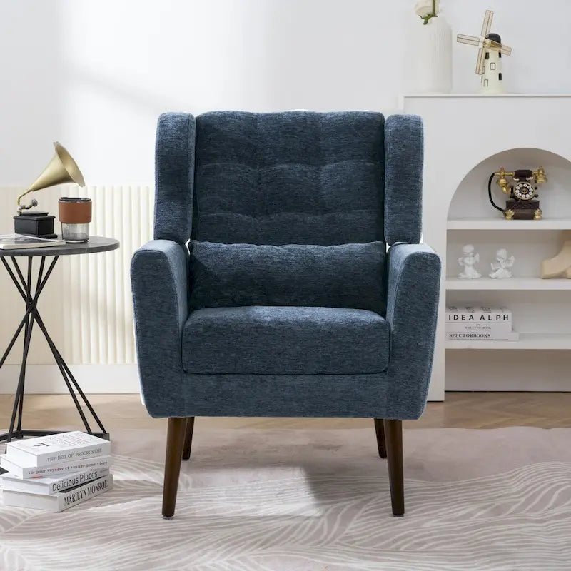 Fauteuil d'appoint moderne, Fauteuil en chenille pour salon, Fauteuil rembourré confortable