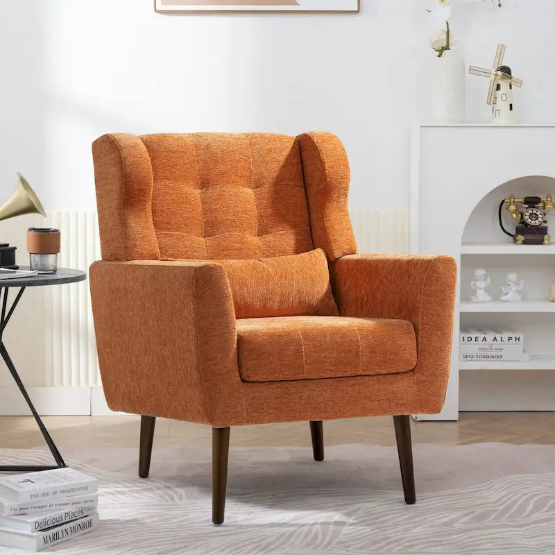 Fauteuil d'appoint moderne, Fauteuil en chenille pour salon, Fauteuil rembourré confortable