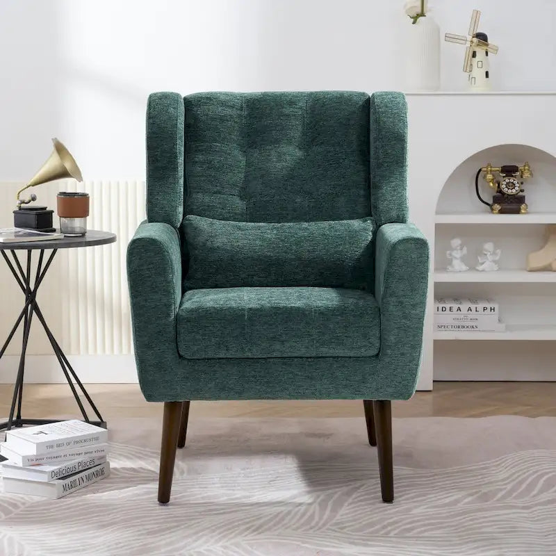 Fauteuil d'appoint moderne, Fauteuil en chenille pour salon, Fauteuil rembourré confortable