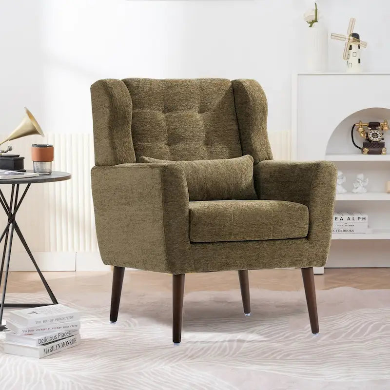 Fauteuil d'appoint moderne, Fauteuil en chenille pour salon, Fauteuil rembourré confortable