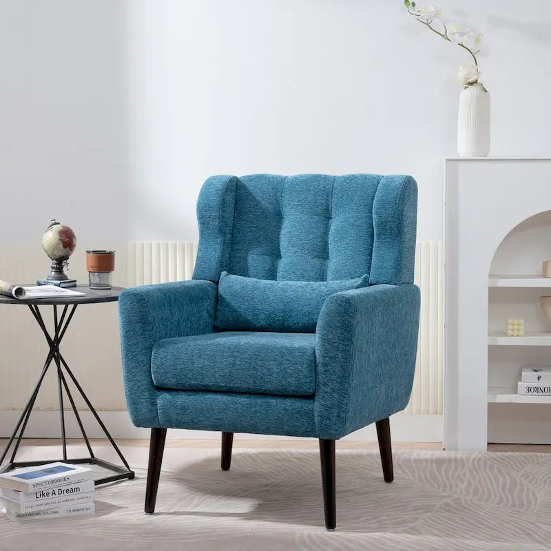 Fauteuil d'appoint moderne, Fauteuil en chenille pour salon, Fauteuil rembourré confortable