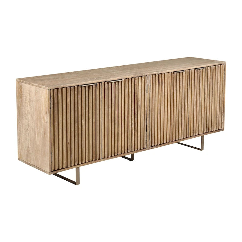 Buffet Mid-Century Moderne en Bois de Mangue Cannnelé