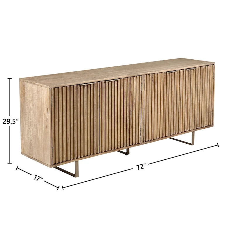 Buffet Mid-Century Moderne en Bois de Mangue Cannnelé