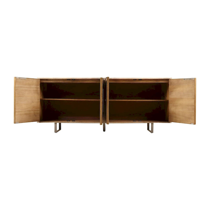 Buffet Mid-Century Moderne en Bois de Mangue Cannnelé