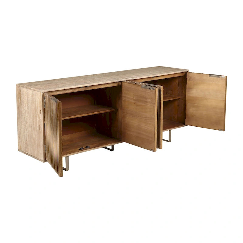 Buffet Mid-Century Moderne en Bois de Mangue Cannnelé