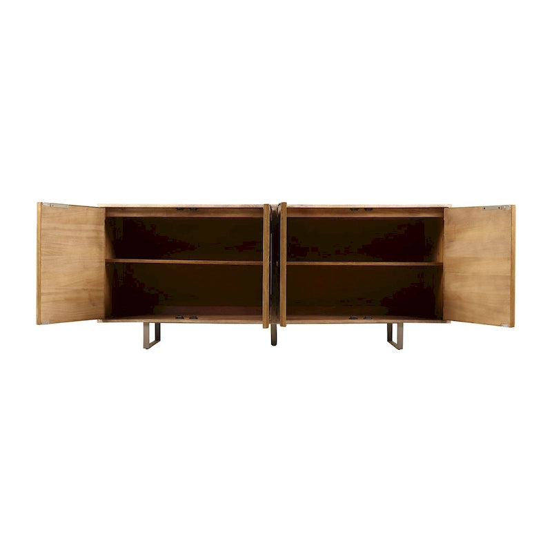 Buffet Mid-Century Moderne en Bois de Mangue Cannnelé