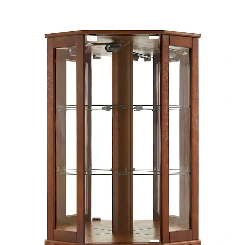 Vitrine d'angle à 6 étagères avec lumières