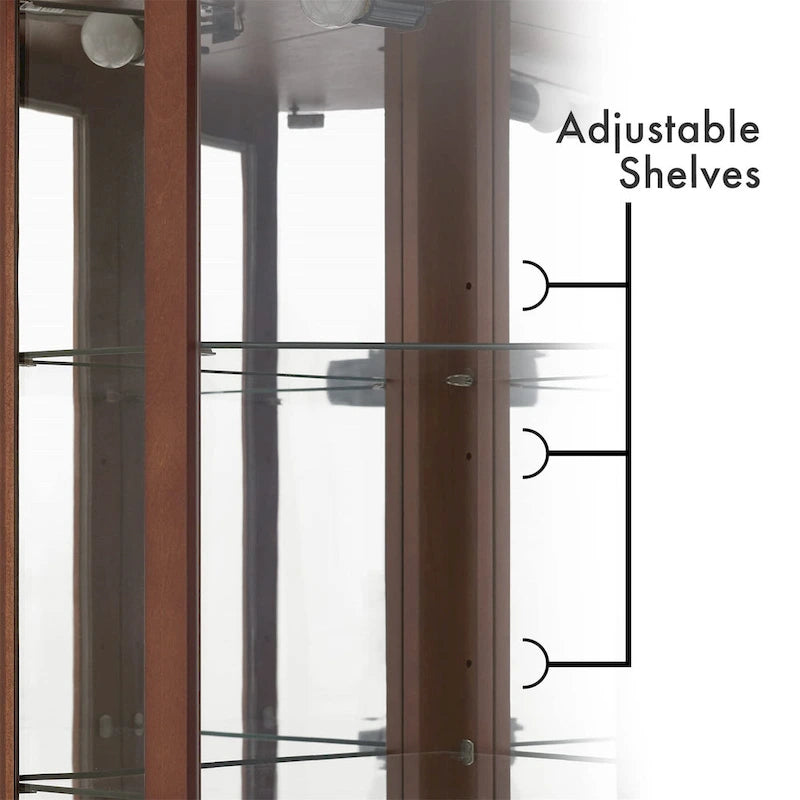 Vitrine d'angle à 6 étagères avec lumières