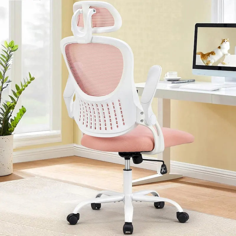 Fauteuil de bureau à roulettes, ergonomique, dossier haut en maille
