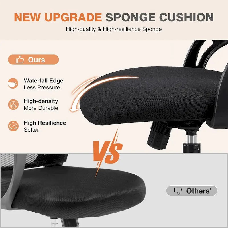 Fauteuil de bureau à roulettes, ergonomique, dossier haut en maille