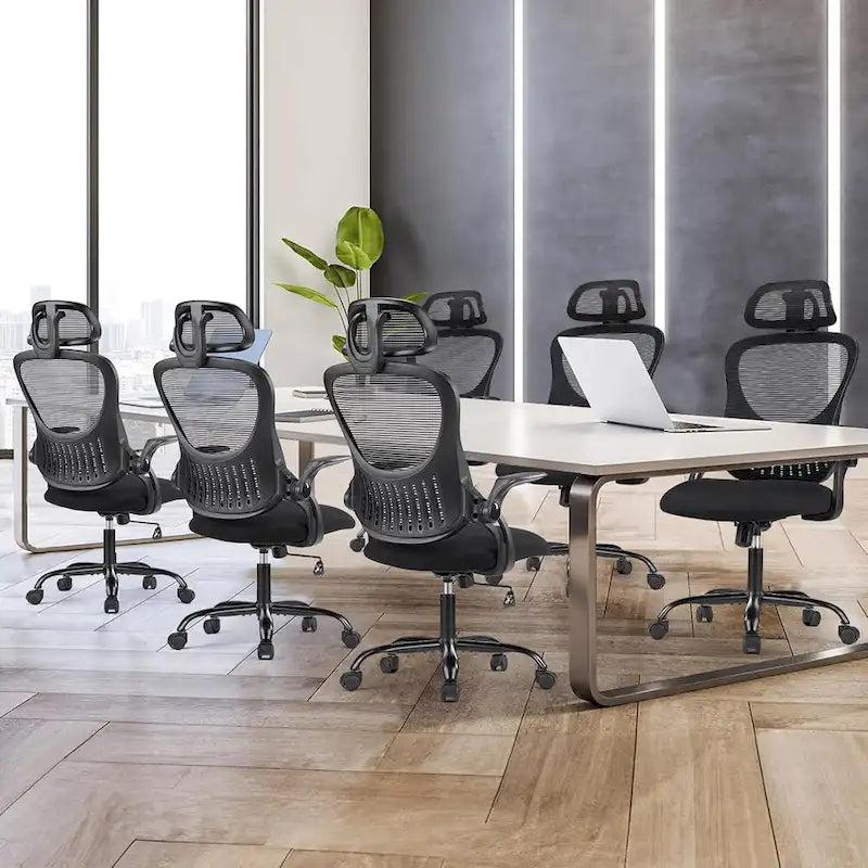Fauteuil de bureau à roulettes, ergonomique, dossier haut en maille