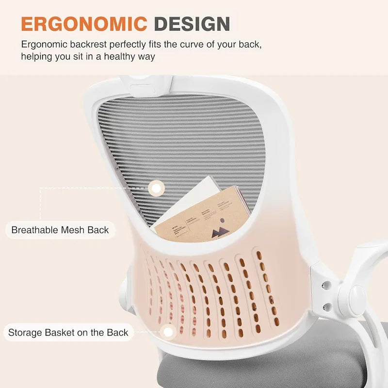 Fauteuil de bureau à roulettes, ergonomique, dossier haut en maille