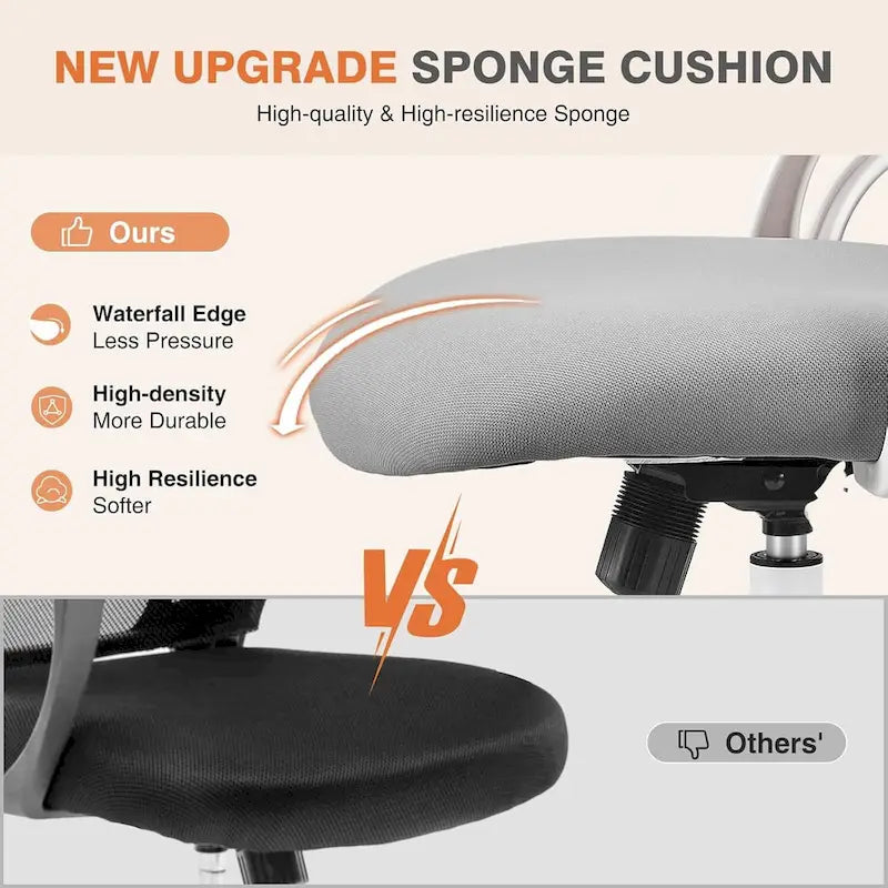 Fauteuil de bureau à roulettes, ergonomique, dossier haut en maille