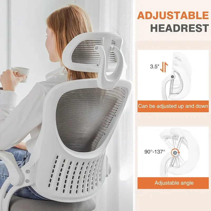 Fauteuil de bureau à roulettes, ergonomique, dossier haut en maille