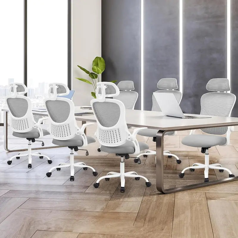Fauteuil de bureau à roulettes, ergonomique, dossier haut en maille