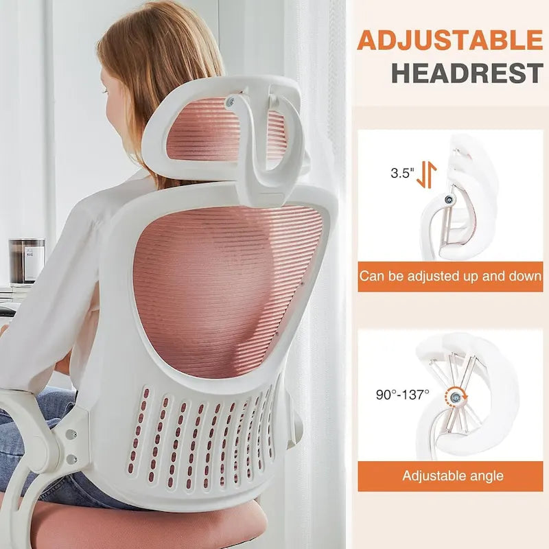 Fauteuil de bureau à roulettes, ergonomique, dossier haut en maille
