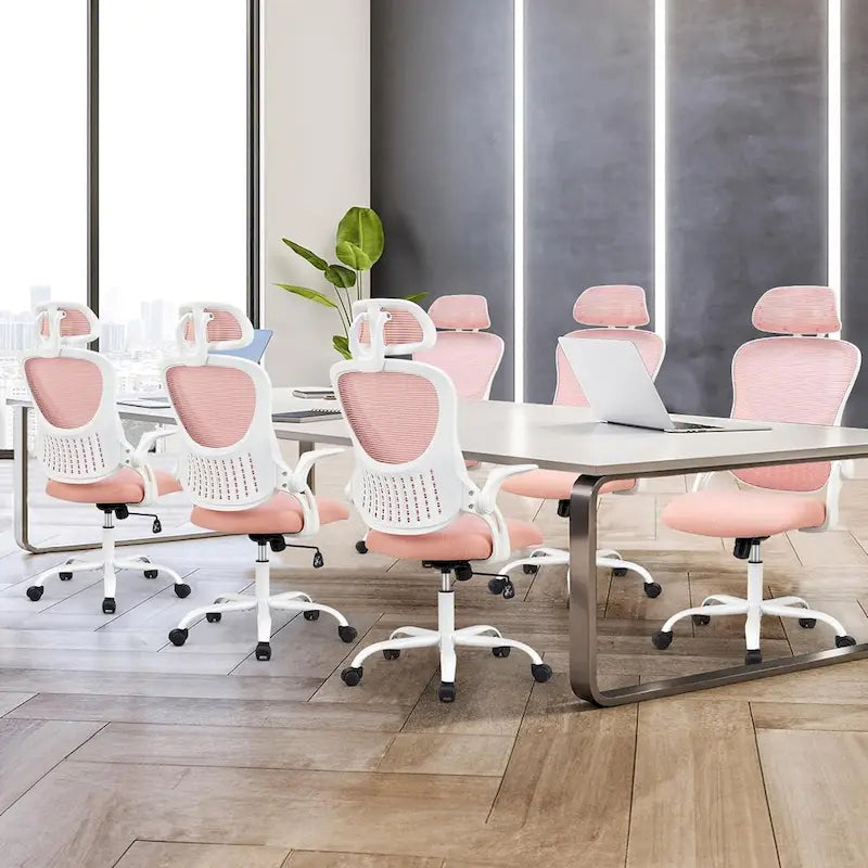 Fauteuil de bureau à roulettes, ergonomique, dossier haut en maille