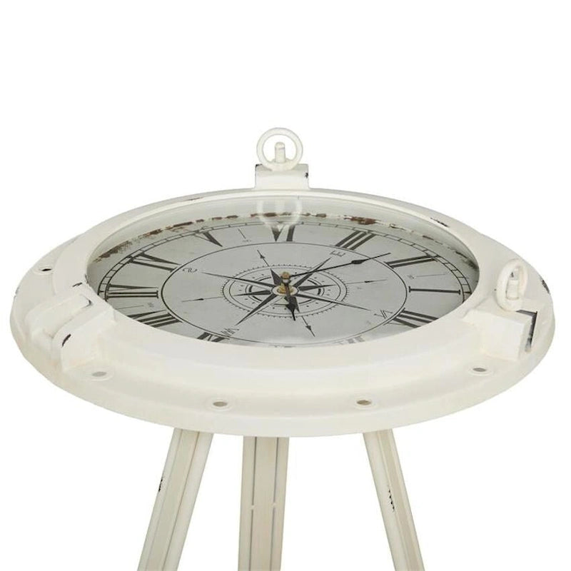 Table basse horloge ronde en métal industriel
