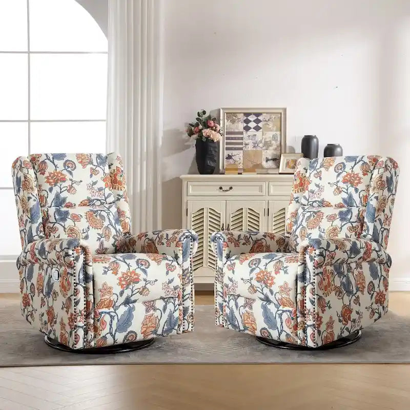 Fauteuil relax pivotant et basculant manuel en tissu fleuri