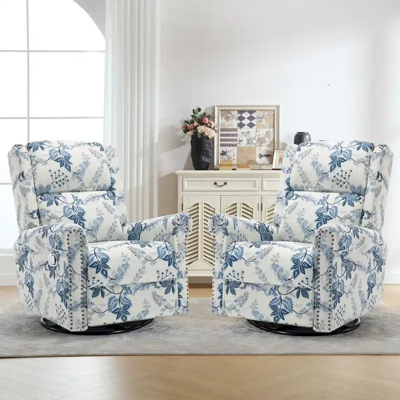 Fauteuil relax pivotant et basculant manuel en tissu fleuri