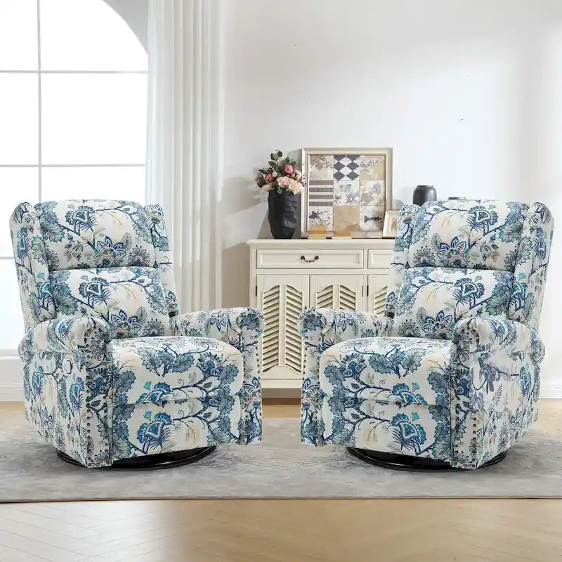 Fauteuil relax pivotant et basculant manuel en tissu fleuri