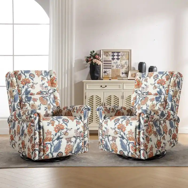Fauteuil relax pivotant et basculant manuel en tissu fleuri