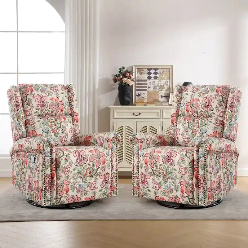 Fauteuil relax pivotant et basculant manuel en tissu fleuri