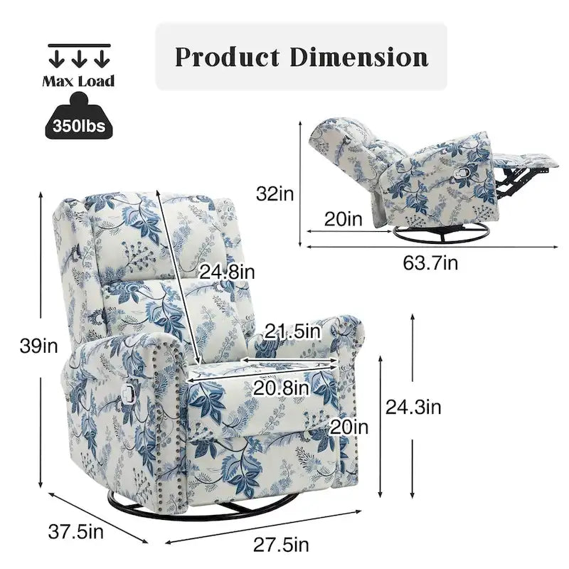 Fauteuil relax pivotant et basculant manuel en tissu fleuri