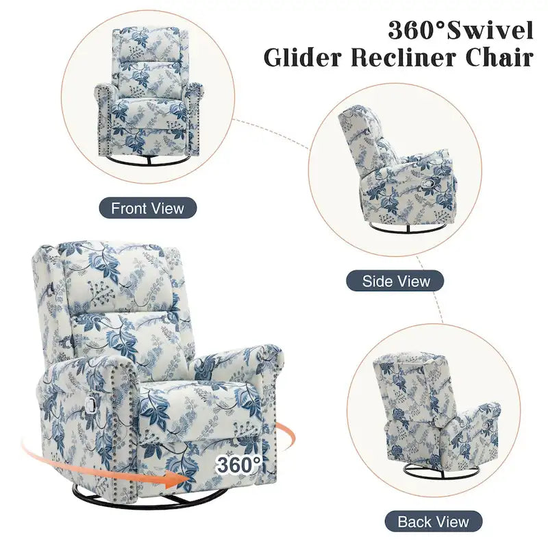 Fauteuil relax pivotant et basculant manuel en tissu fleuri