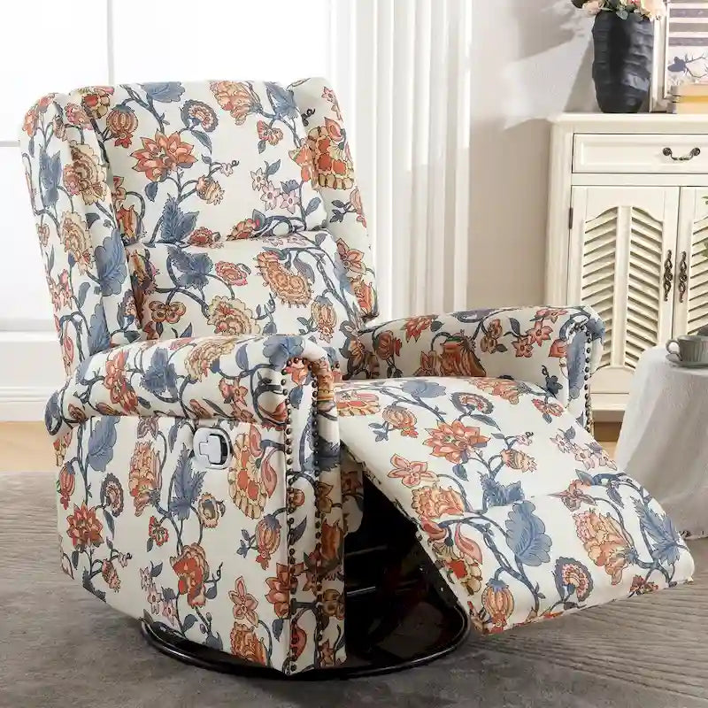 Fauteuil relax pivotant et basculant manuel en tissu fleuri