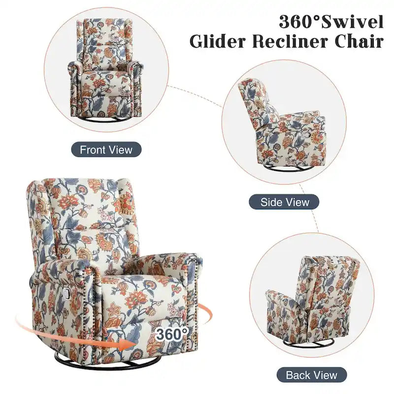Fauteuil relax pivotant et basculant manuel en tissu fleuri