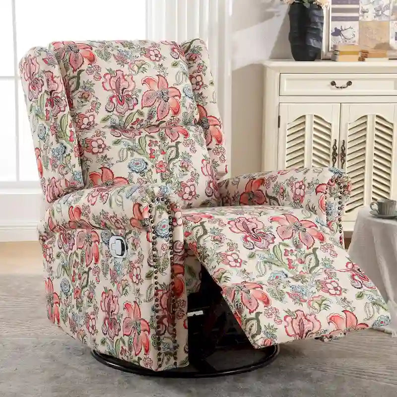 Fauteuil relax pivotant et basculant manuel en tissu fleuri