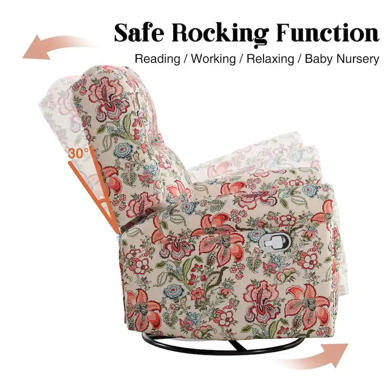 Fauteuil relax pivotant et basculant manuel en tissu fleuri