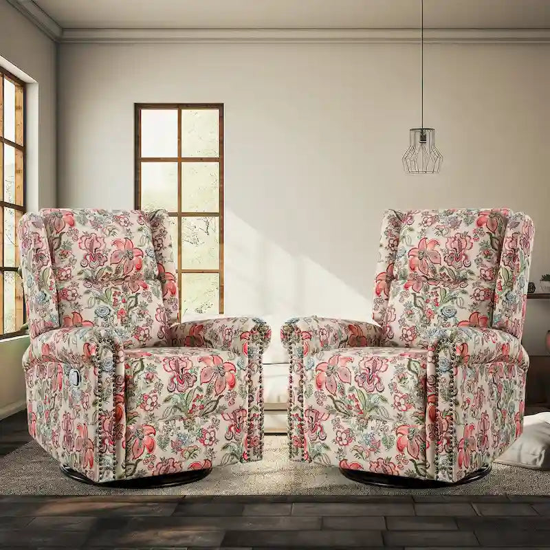 Fauteuil relax pivotant et basculant manuel en tissu fleuri