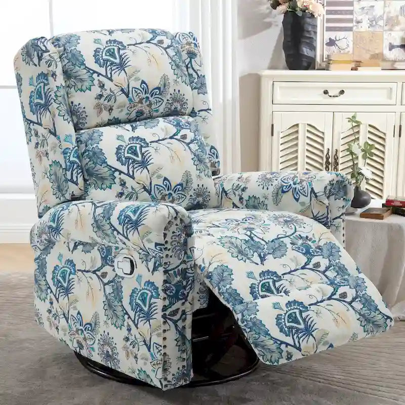 Fauteuil relax pivotant et basculant manuel en tissu fleuri
