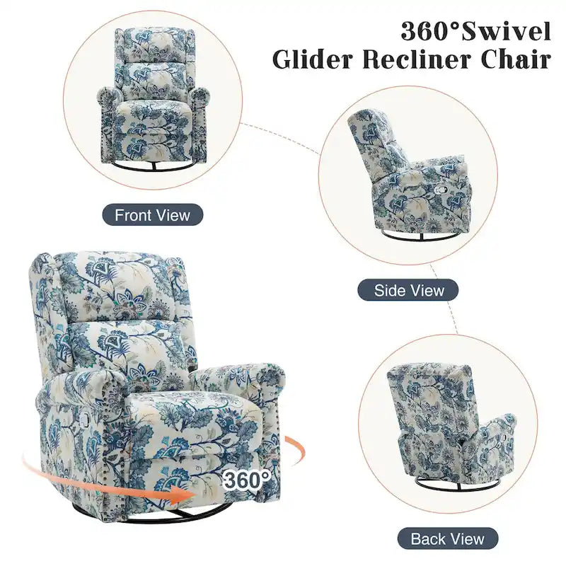 Fauteuil relax pivotant et basculant manuel en tissu fleuri