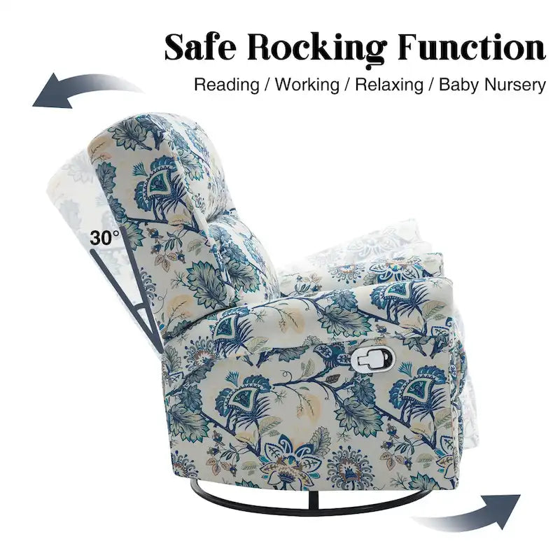 Fauteuil relax pivotant et basculant manuel en tissu fleuri