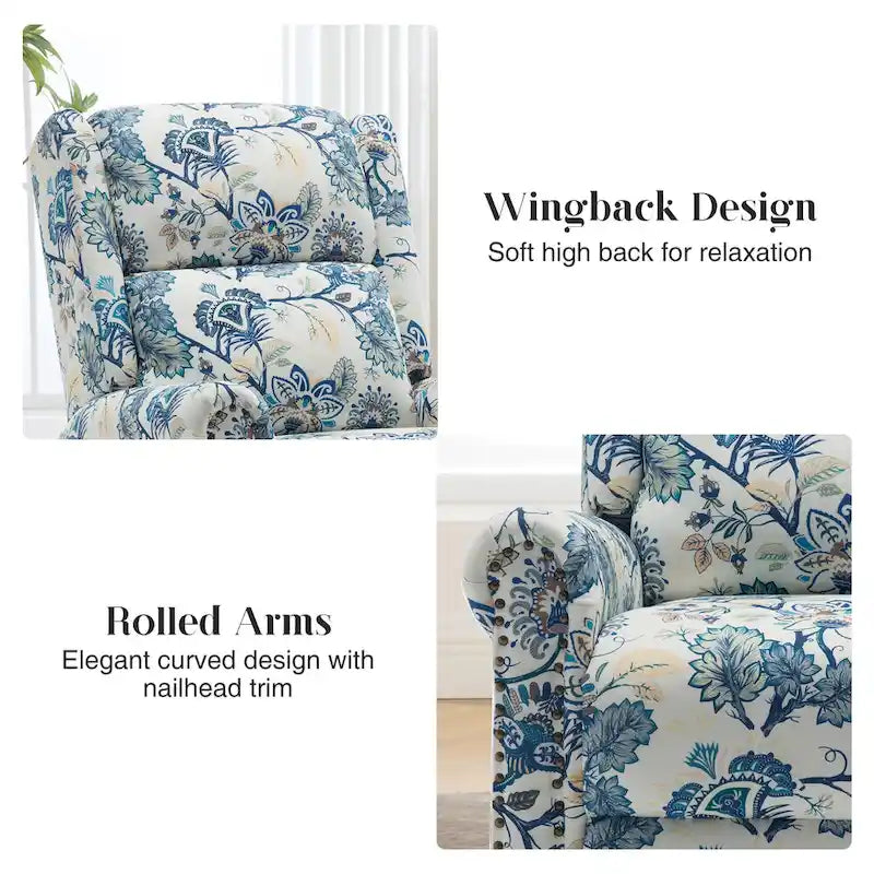 Fauteuil relax pivotant et basculant manuel en tissu fleuri