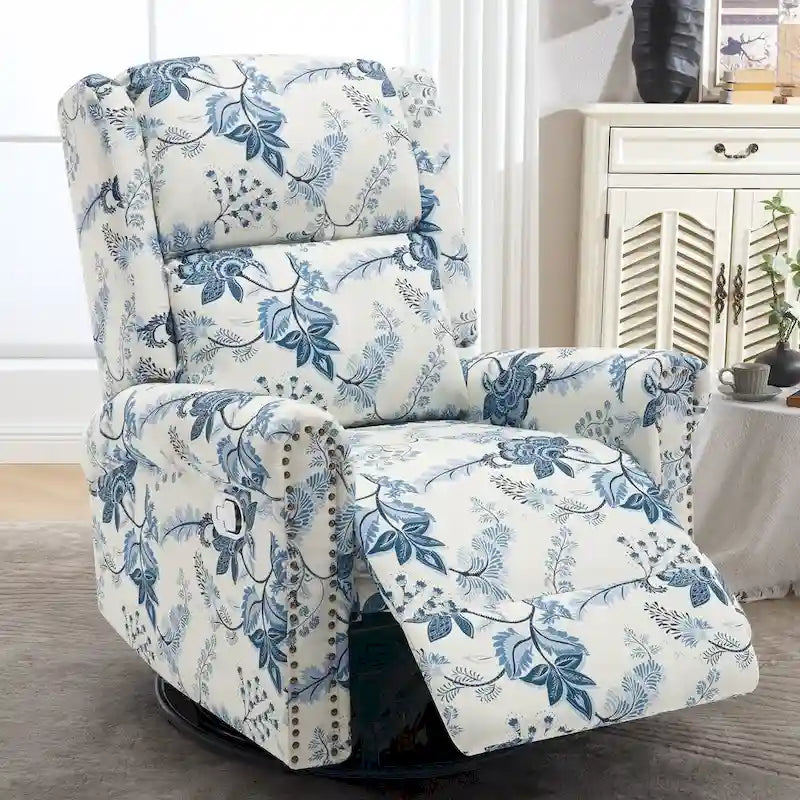 Fauteuil relax pivotant et basculant manuel en tissu fleuri