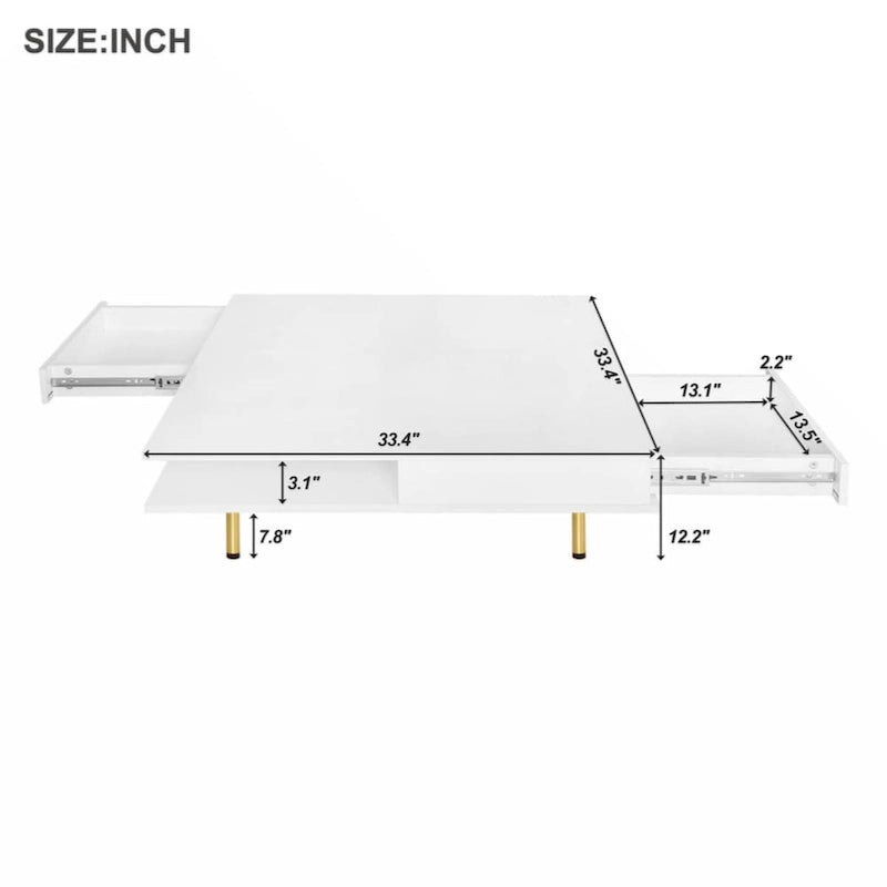 Table basse exquise laquée à pieds dorés