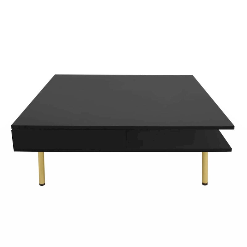 Table basse exquise laquée à pieds dorés