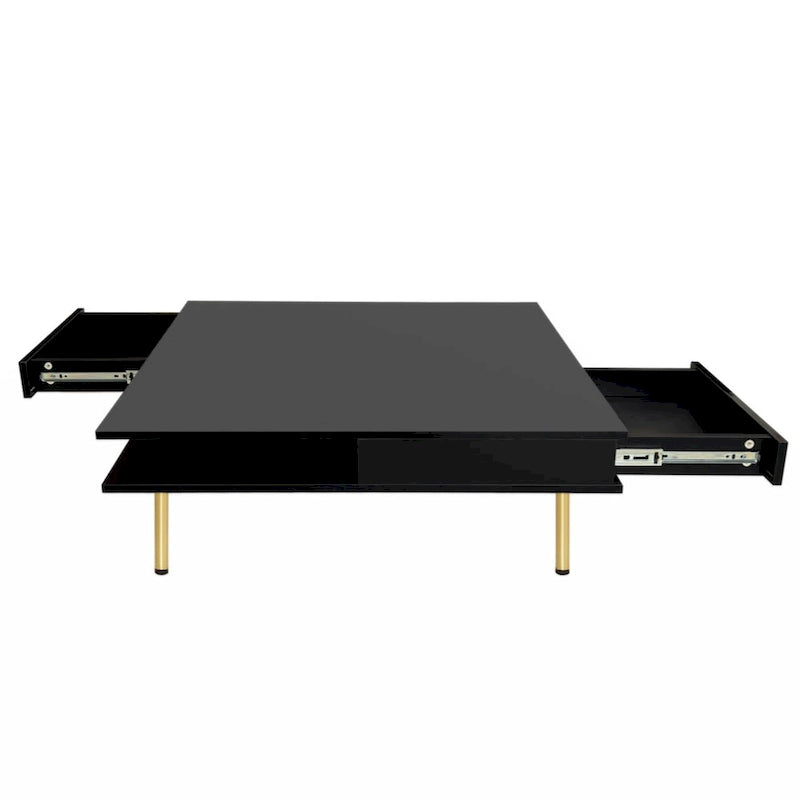 Table basse exquise laquée à pieds dorés