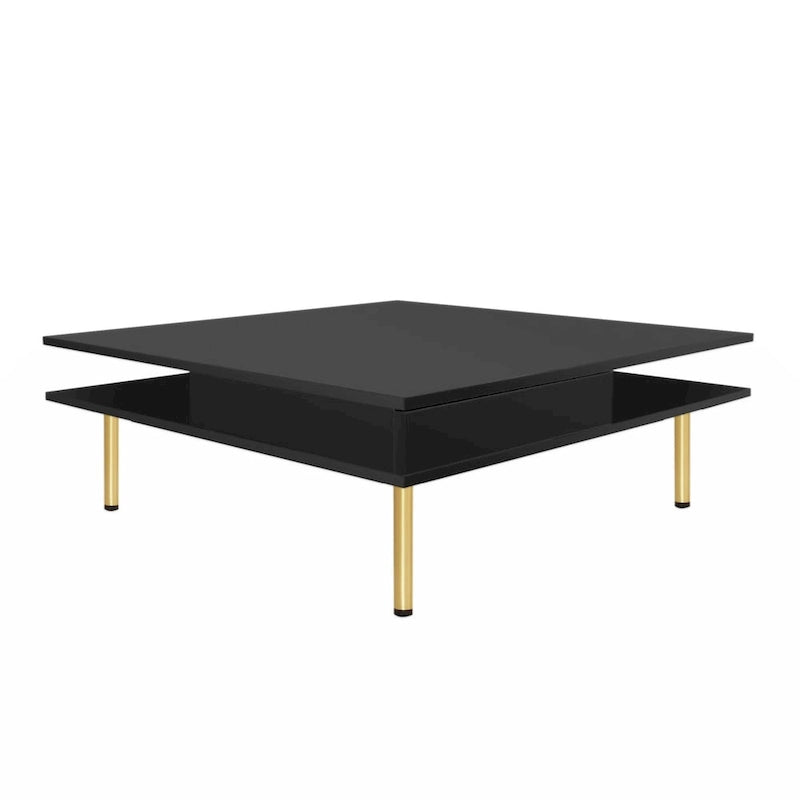Table basse exquise laquée à pieds dorés