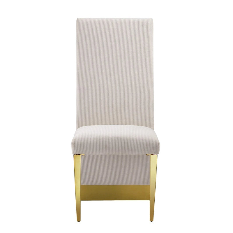 Chaises de salle à manger modernes en velours crème avec pieds dorés