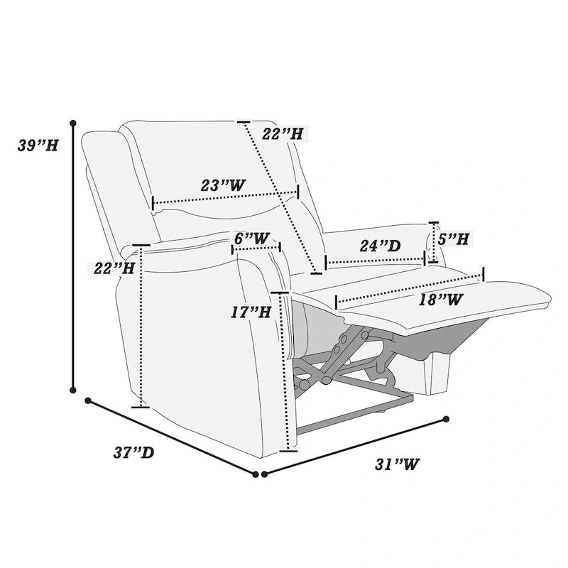 Réglage Manuel Fauteuil inclinable de luxe une place
